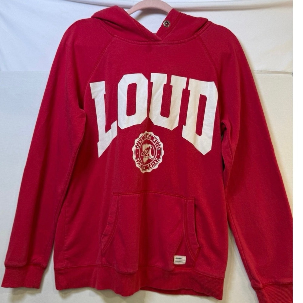 Garage Boyfriend Hoodie Red Loud Pom Pom Squad 1992 Cheer Y2K Women's M